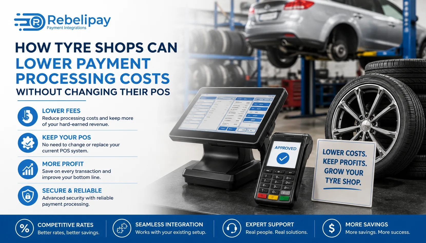 RebeliPay payment integration platform helping tyre shops lower payment processing costs without changing their POS